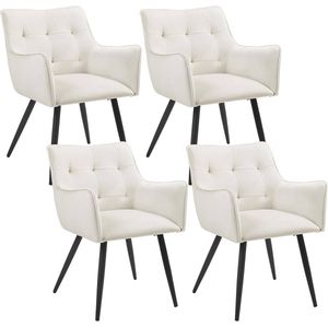 Rootz Fluwelen Eetkamerstoelen - Set van 4 - Comfortabele zitplaatsen - Stijlvol en duurzaam - Ergonomisch ontwerp - Fluweel en metaal - 57 cm x 80 cm x 57 cm