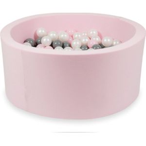 Roze - Pink Ballenbad - Ballenbak Moje • Rond 90 x 40 cm • Inclusief 200 balletjes diameter 7 cm (parel, lichtroze en zilver)