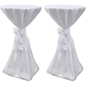 vidaXL - Statafelhoes - met - strik - 70cm - Wit - (2 - stuks)