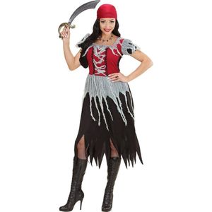 Widmann - Piraat & Viking Kostuum - Boekanier Killer Piraten Dame - Vrouw - Rood, Zwart - Small - Carnavalskleding - Verkleedkleding