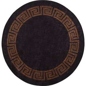 Vloerkleed - wasbaar - zwart - goud - anti slip - zacht - decoratie - bescherming - fluweel - weinig onderhoudt - 120 cm diameter