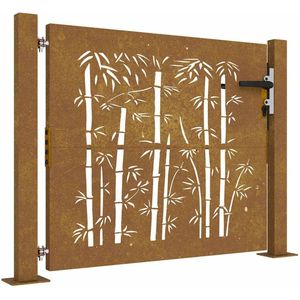 vidaXL - Poort - 105x80 - cm - bamboe-ontwerp - cortenstaal