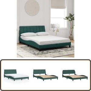 vidaXL Bedframe zonder matras 140x200 cm fluweel donkergroen