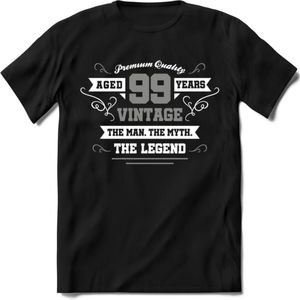 99 Jaar Legend T-Shirt | Zilver - Wit | Grappig Verjaardag en Feest Cadeau | Dames - Heren - Unisex | Kleding Kado | - Zwart - XXL