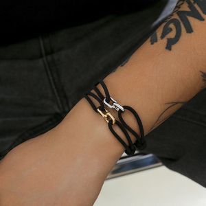 Helin life Armband Heren- Armband set Heren - Milaan lijn&zilver&goud RVS - Armbandje Mannen-2stuks- Armband van Gevlochten van Touw – Moederdag Vaderdag Valentijnsdag Verjaardag 25cm