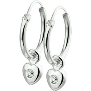 Yep! oorringhangers hart strass - 12 mm - Zilver