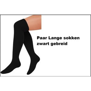 Paar Lange sokken zwart gebreid mt.41-47 - Tiroler heren dames kniekousen kousen voetbalsokken festival Oktoberfest voetbal halloween