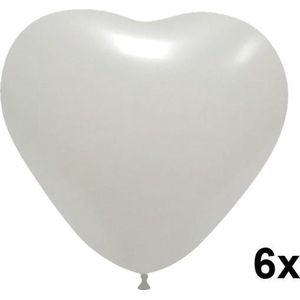 Hartjes ballonnen wit, 6 stuks, 25cm
