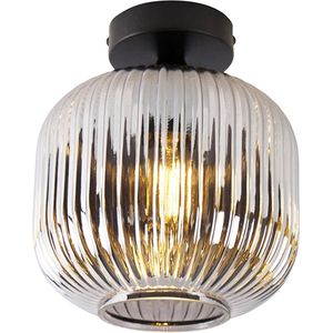 QAZQA karel - Art Deco Dimbare LED Smart Plafondlamp incl. wifi met Dimmer - 1 lichts - Ø 20 cm - Zwart - Woonkamer | Slaapkamer | Keuken