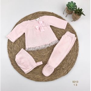 3 Delig Baby Pakje - Winterpakje Baby - Inclusief Muts - Maat 56 3 Maanden - Kleur Roze - Uniek - Handgemaakt -Knoopjes Achter Kant - Leuk Als Kraam Cadeau - Kerst Cadeau - Baby Shower