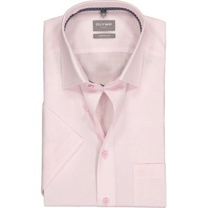 OLYMP comfort fit overhemd - korte mouw - structuur - roze (contrast) - Strijkvrij - Boordmaat: 42