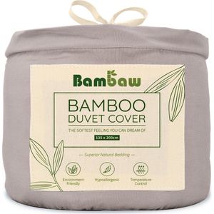 Bamboe Dekbed | 135 x 200cm | Ultrazacht | Grijs | Eco Dekbedhoes  | Luxe Bamboe Beddengoed | Hypoallergeen Dekbedovertrek | Puur Bamboe viscose rayon Dekbedhoes | Ultra-ademende Stof | Bambaw