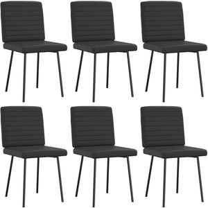 vidaXL - Eetkamerstoelen - 6 - st - kunstleer - zwart