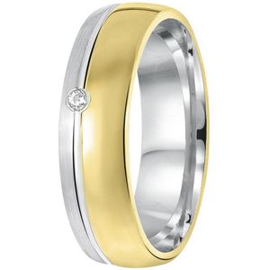 Lucardi Dames Vriendschapsring Mallorca zirkonia - Ring - Cadeau - Echt Zilver - Zilver en Goudkleurig