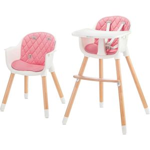 Goodivery ® 2-in-1 Kinderstoel voor Baby's en Peuters met Houten Poten en Veiligheidsgordel