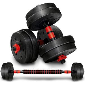 Gewichtsset 3-in-1 paar verstelbare halters en lange halterstang - voor body-building fitness training - dames en heren