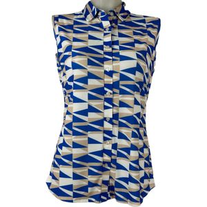 Angelle Milan – Travelkleding voor dames – Blauwe Mouwloze Blouse – Ademend – Kreukherstellend – Duurzame blouse - In 5 maten - Maat L