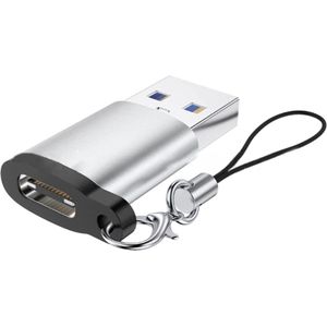 USB 3.0 A Male naar USB-C Female kabel - Met Koord - Grijs