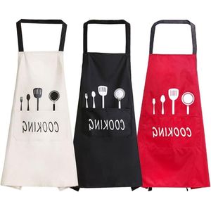 Kookschort waterdicht met 2 zakken - rood wit zwart - 3 stuks - voor keuken restaurant - 68 x 70cm