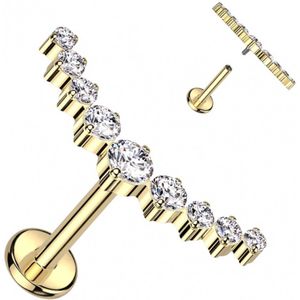 Titanium 9 gemmed ronde top 1.2x8 mm gold plated