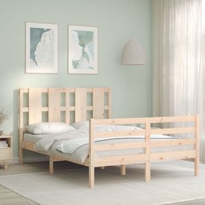 The Living Store Bedframe - Massief grenenhout - 140 x 200 cm - Functioneel hoofd- en voeteneinde