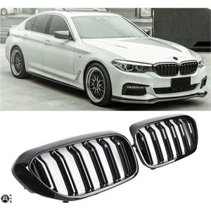 Sportieve Grille geschikt voor BMW 5-Serie G30 en G31 (pre-facelift) dubbele spijl glans zwart