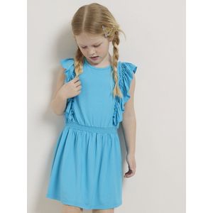 TerStal Meisjes / Kinderen Europe Kids Jurkje Met Gesmockte Taille Blauw In Maat 98/104