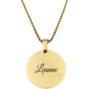 Ketting RVS Met Naam Gravering - Leanne - Goud - Rond