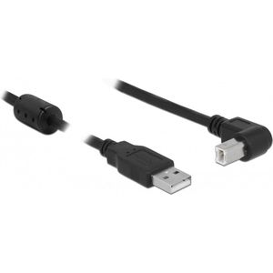 USB-A naar USB-B haaks (beneden) kabel - USB2.0 - tot 2A / zwart - 0,50 meter