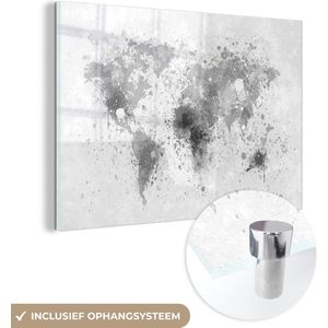 MuchoWow® Glasschilderij 120x80 cm - Schilderij acrylglas - Wereldkaart - Abstract - Verf - Kinderen - Jongens - Meisjes - Foto op glas - Schilderijen