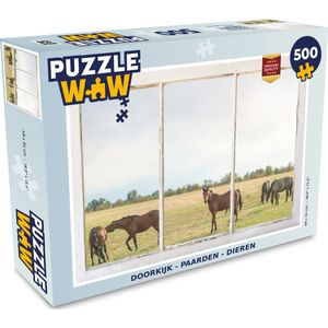 Puzzel Doorkijk - Paarden - Dieren - Legpuzzel - Puzzel 500 stukjes