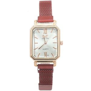 Horloge Mesh - Kast 30x25 mm - Metaal - Quartz - Rood