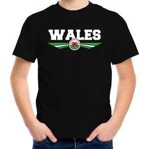 Wales landen t-shirt zwart kids - Wales landen shirt / kleding - EK / WK / Olympische spelen outfit 122/128