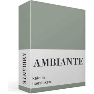 Ambiante Cotton Uni - Hoeslaken - Eenpersoons - 90x200 cm - Green