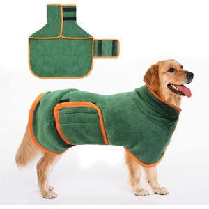 Badjas voor honden, hondenbadjas van microvezel, super absorberende badjas voor honden, droogjas met klittenbandsluiting, hondenbadjas voor honden en katten (groen, M)