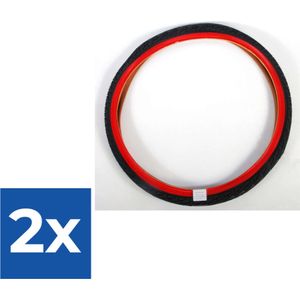 Buitenband 24 inch rood zwart - Voordeelverpakking 2 stuks