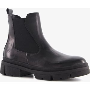 Tamaris leren dames chelsea boots laag - Zwart - Maat 37