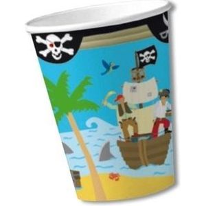 Bekers piraten eiland 8x - kartonnen wegwerpbekertjes