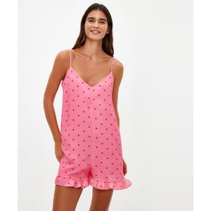 Trendyol Roze Polka Dot Frilly Rope Strap Viscose Geweven Jumpsuit Thmss21Tu0140