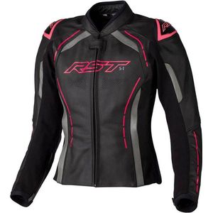 RST S1 Ce Ladies Leather Jacket Black Pink Grey 14 - Maat - Jas