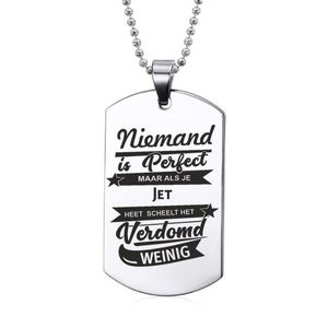 Niemand Is Perfect - Jet - RVS Ketting