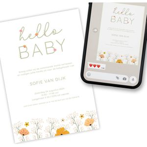 Digitale Uitnodiging Floral BabyShower | unisex