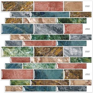 Kleurrijke Plaktegels voor Muur - Marmeren Tegelstickers voor Keuken en Badkamer (30,5 x 30,5 cm)