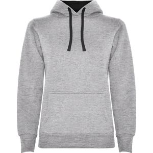 Licht Grijze dames Hoodie met Zwarte binnenzijde capuchon en koord Urban merk Roly maat XXL