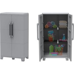 DailySupplies® Tuinkast - Tuinkist - Tuinkasten voor Buiten - Tuinberging - Kunststof - 80x50x145cm - Matt Grijs