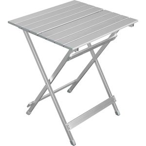 Campingtafel van aluminium, bijzettafel, inklapbaar, balkontafel, picknicktafel, ultralicht, draagbaar en opvouwbaar, 50,5 x 47 x 59,5 cm, zilver