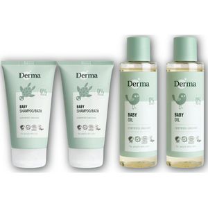 Derma Eco Baby pakket - 2 x shampoo & lichaam + 2 x babyolie