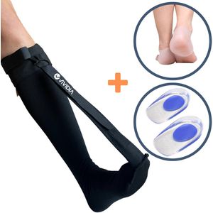 Ultieme Hielspoor Verlichtingsset - VIVIDIA Hielspoor Sok - Strassburg Sok met Nachtspalk & Siliconen Gelsokken & Hielspoor Zooltjes - Verlichting Fasciitis Plantaris - One Size