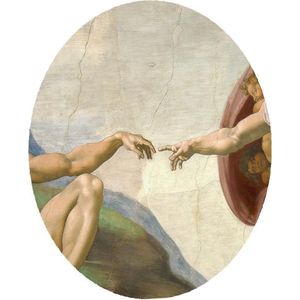 Schepping van Adam, Michelangelo Buonarroti - Foto op Behangcirkel - ⌀ 80 cm