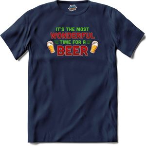 It's the most wonderful time for a beer - foute bier kersttrui - T-Shirt - Dames - Navy Blue - Maat 3XL